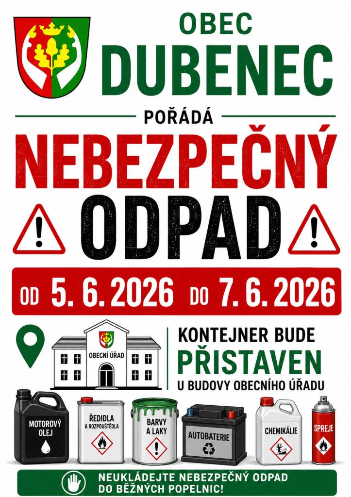 Nebezpečný odpad od 5.6.2026 do 7.6.2026