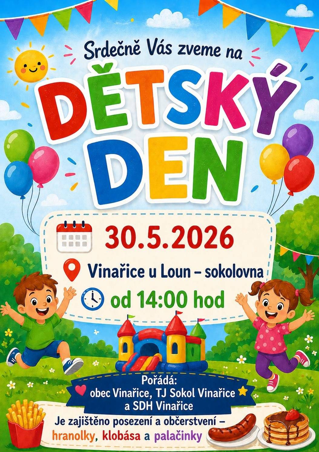 Dětský den se koná ve Vinařicích v sobotu 30.5. od 14.00 hodin.