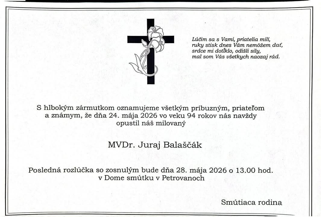 smútočné oznámenie
