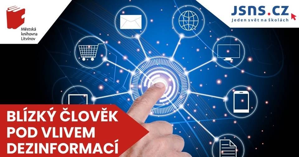 Máte problém komunikovat s blízkým, který je ovlivněn dezinformacemi? 🤔 Přijďte na workshop v knihovně, kde společně najdeme řešení u kávy ☕💬  📅 Dnes (pondělí 25. 5.) 🕓 16:30–18:00 📍 Městská knihovna Litvínov  Akce je součástí Týdnů mediálního vzdělávání 📰 a metodiku poskytuje projekt Jeden svět na školách od organizace Člověk v tísni 🤝  🎤 Přednáší: Bc. Vladimír Kraft