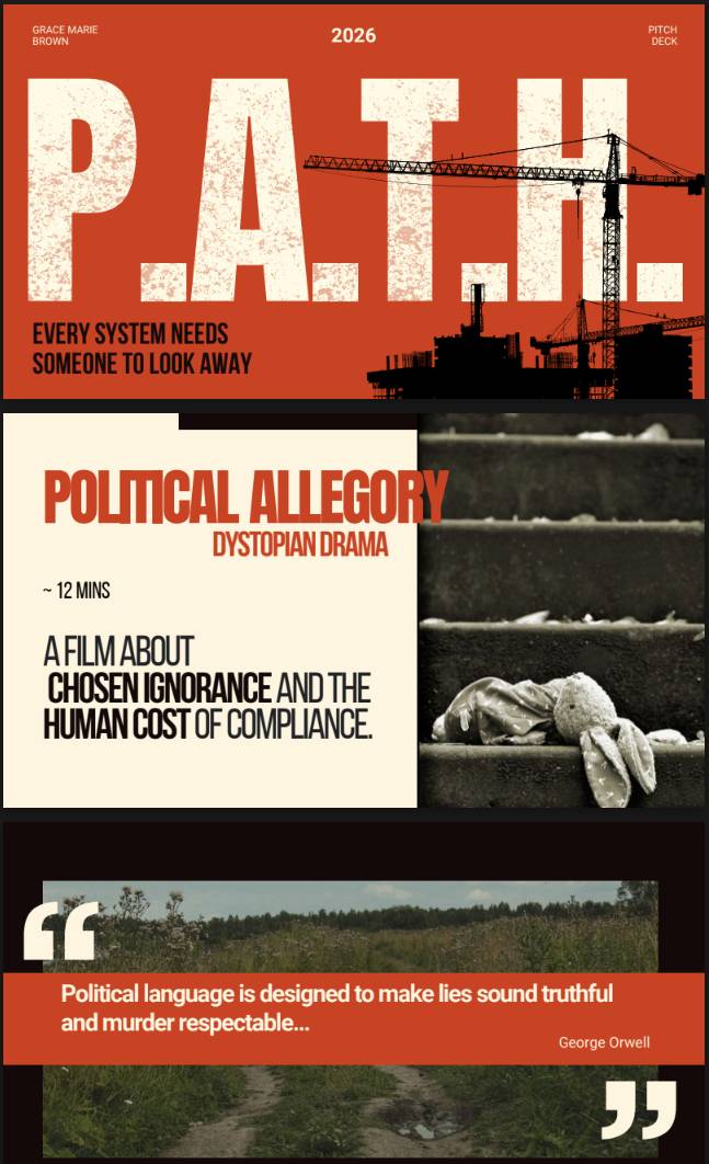 Tvůrci studentského filmu P.A.T.H., hledají komparz pro natáčení v Hornickém skanzenu Žacléř. Ženy 20–30 let, muži vítáni také, 2 chlapce ve věku 11–14 let na natáčení dne 3. června. Lokace: Hornický skanzen Žacléř Natáčení: 3.–6. června Neplacený studentský projekt Natáčení nezabere příliš mnoho času a probíhá v rámci studentského filmového projektu. Všem účastníkům budeme velmi vděční za jejich spolupráci. V případě účasti nezletilých nabízíme osobní zodpovědnost a dohled nad bezpečností a průběhem natáčení po celou dobu jejich účasti. P.A.T.H. je graduation film studentů Prague Film Institute. Snímek je politickým dramatem o zvolené ignoranci a lidské ceně poslušnosti. Příběh se odehrává ve státní továrně, která pod záminkou „relokace“ maže existenci celých rodin. Když jedna z pracovnic pozná mezi věcmi určenými ke spálení osobní předměty konkrétních lidí, začne pochybovat o systému, jehož je součástí. P.A.T.H. reaguje na dnešní společenské a politické změny a otevírá otázky osobní odpovědnosti v době rostoucí kontroly a polarizace. Kontakt: Asya Chernomzav WhatsApp: 725 420 967 E-mail: asya.chernomzav@gmail.com