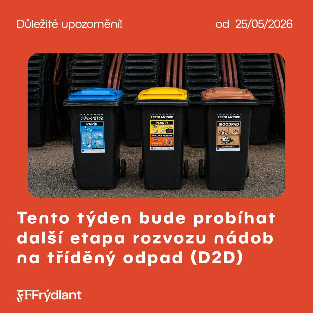 V tomto týdnu bude probíhat rozvoz nádob na tříděný odpad (systém door-to-door) pro občany, kteří mají podepsanou Smlouvu o výpůjčce a souhlas s umístěním nádob. 📍Rozvoz bude probíhat v těchto ulicích a lokalitách: Raisova, Jiráskova, Nová, Palackého, Krátká, Kodešova, Mánesova, Polní, Holečkova, Pod Rozhlednou, Skřivánčí, Purkyňova, Údolí, Míru, Žitavská, Úzká, Okrouhlá, Vrchlického, Větrná, Dlouhá, Dětřichovská, Jizerská,  Komenského, Tyršova, Hejnická, Mlýnská, Zámecká, Lužická, Březinova, Hálkova, Havlíčkova, Mládeže, Školní, Husova, ČSA, Okružní, Zahradní, Čapkova, Dvořákova, U Potoka, Mezibranská, Kostelní, Děkanská, Sv. Čecha, K. Světlé, Fibichova, Luční, Horská, Erbenova, Oblačná, Vysoká, Na Stráni, Zelená, Baarova, Předměstí, Strmá, Růžová, Na Cikánce, Alšova, Potoční, Souběžná, Spojovací, K Zátiší, Nádražní, Smetanova, U hráze, Fügnerova, Tylova, Novoměstská, V Úvoze, Tkalcovská, Albrechtice. Rozvážejí se i k domům, kde je více sad nádob a nádoby jsou označeny např. 500/1, 500/2, 500/3 atd. ‼️Žádáme občany, aby v případě, že je u domu umístěno více sad nádob, kontaktovali paní Rosůlkovou z majetkosprávního odboru na telefonním čísle 488 886 307, která jim poskytne informaci o tom, komu jednotlivé sady nádob patří.‼️ Děkujeme za pochopení.