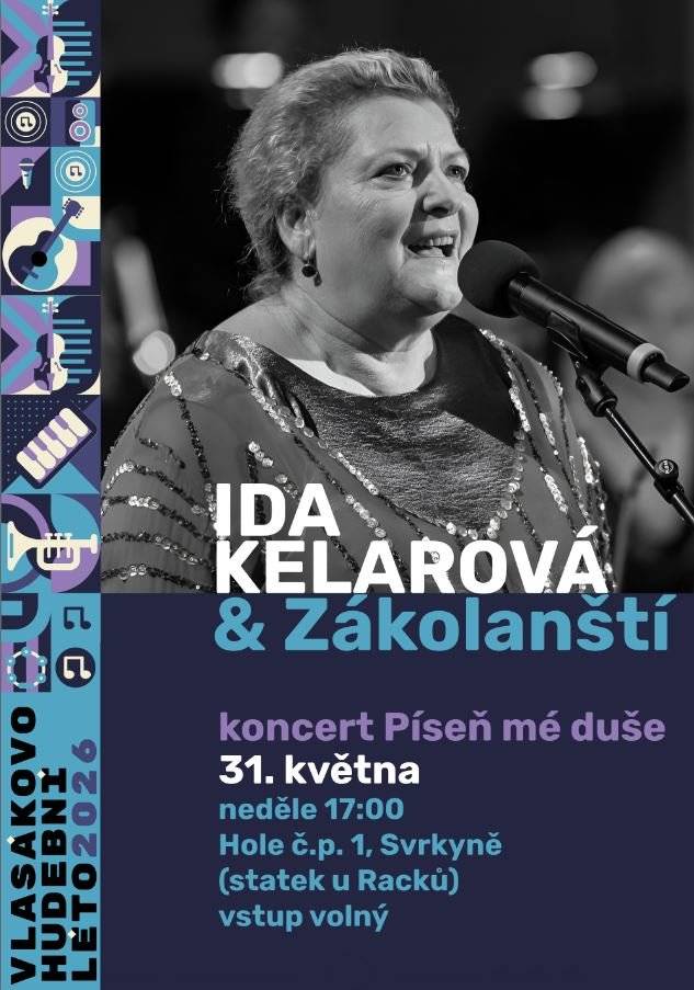 Milí sousedé, srdečně vás zveme na jedinečný koncert IDA KELAROVÁ & ZÁKOLANŠTÍ PÍSEŇ MÉ DUŠE Neděle 31. května 2026 17 hodin Hole č.p.1  (statek u Racků) Již třetím rokem přijíždí do Zákolan výjimečná osobnost české hudební scény – Ida Kelarová, uznávaná zpěvačka, muzikantka a pedagožka, která svým hlasem i energií inspiruje publikum doma i v zahraničí. Její práce není jen o hudbě a zpěvu, ale především o emocích, lidském setkání a hlubokém společném prožitku, který dokáže spojovat lidi napříč generacemi. https://www.proart-festival.cz/cz/ida-kelarova/ Koncert se uskuteční na závěr víkendového workshopu. Těší se na vás Kateřina Kořínková A spolek Dalibor