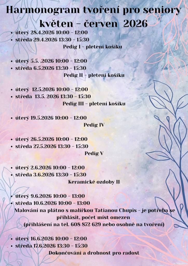 harmonogram květen a červe