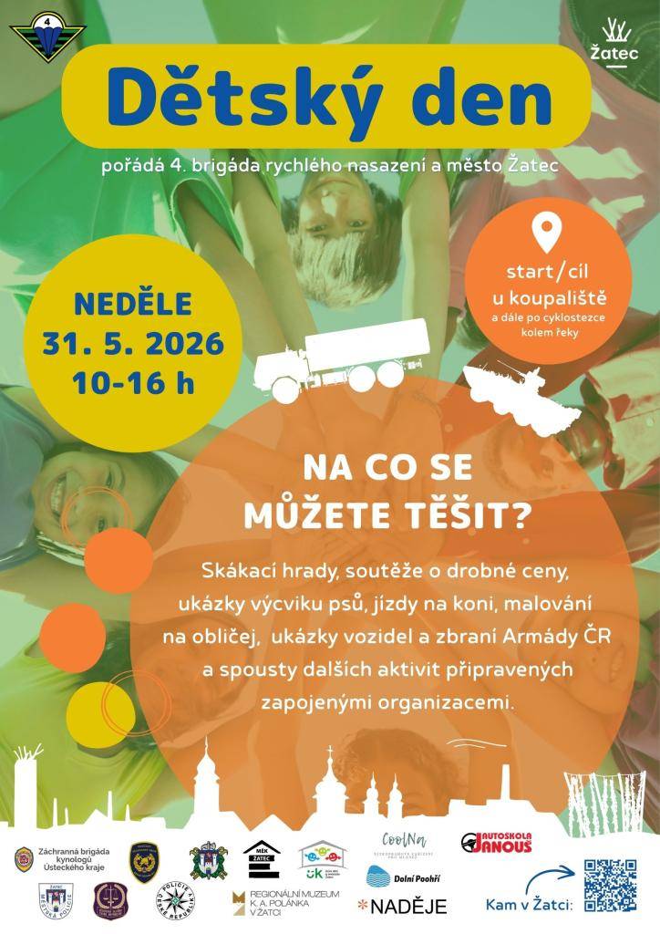 Jazzový festival, na němž se představí soubory základních uměleckých škol ze širokého regionu, pořádá žatecká ZUŠ ve středu 27. května od 9:30 hodin v Letním kině. V neděli 31. května se koná Dětský den, který v prostoru cyklostezky za řekou pořádají společně město Žatec a 4. brn.
