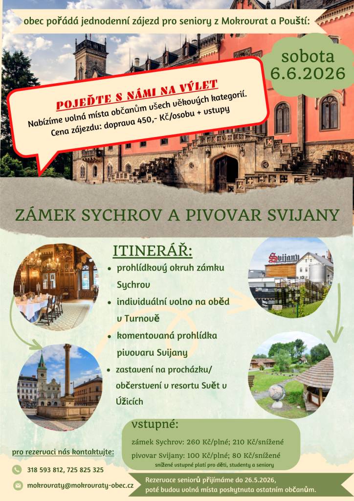 Zveme občany na výlet v sobotu 6.6.2026.