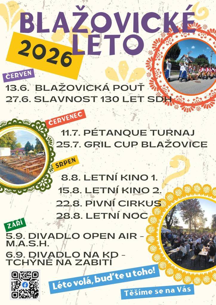 Schrnuli jsme akce , které se budou konat v létě 2026. Bližší informace k jednotlivým akcím se dozvíte později.