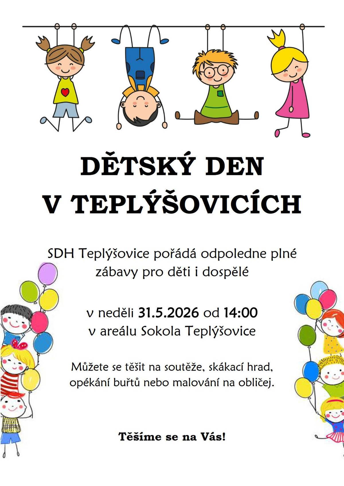 Dětský den již tuto neděli! Těšíme se na Vás.