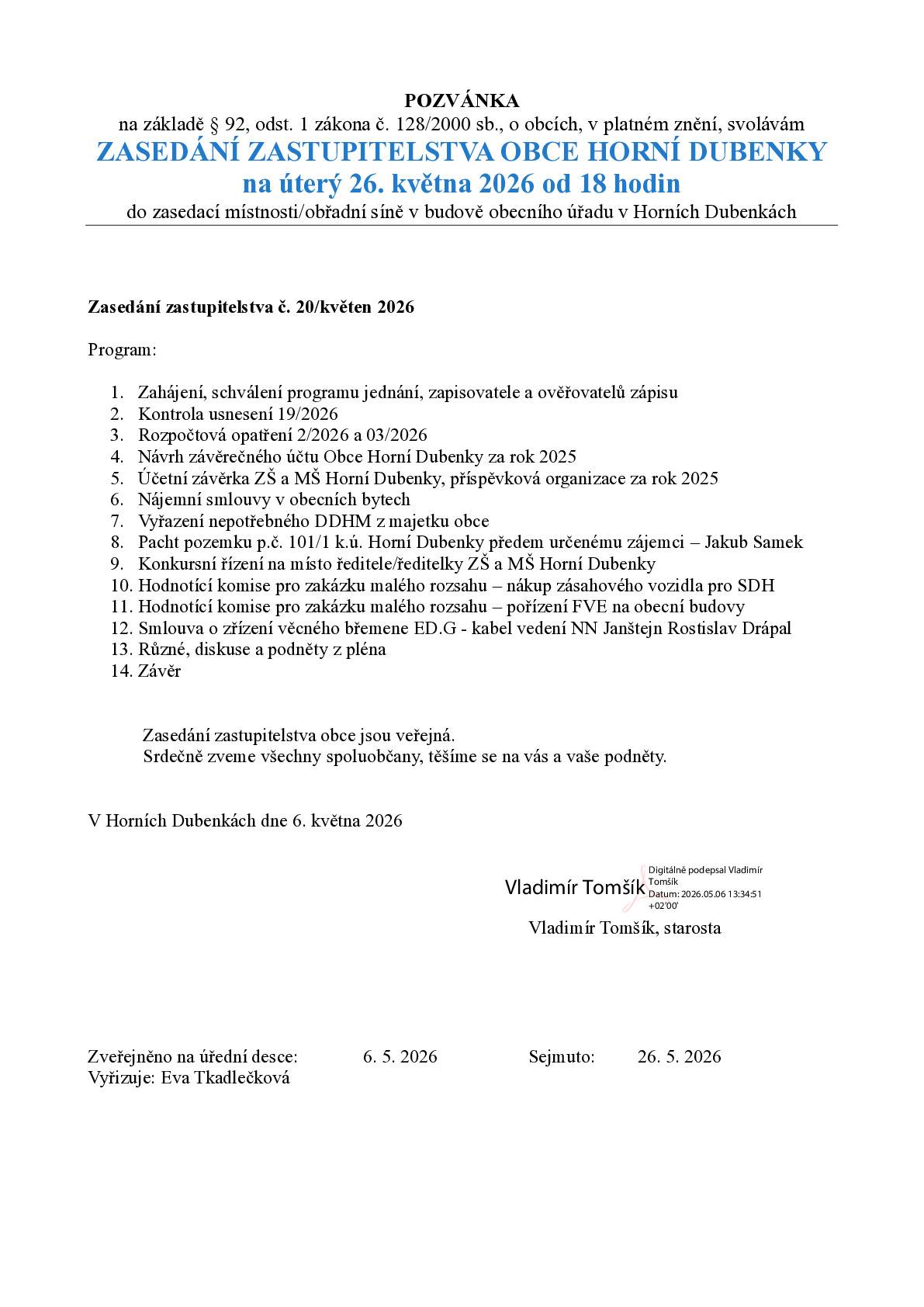 úterý 26. května 2026