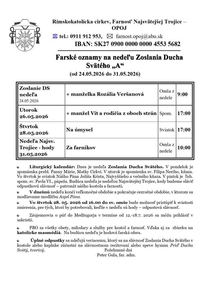 Farské oznamy
