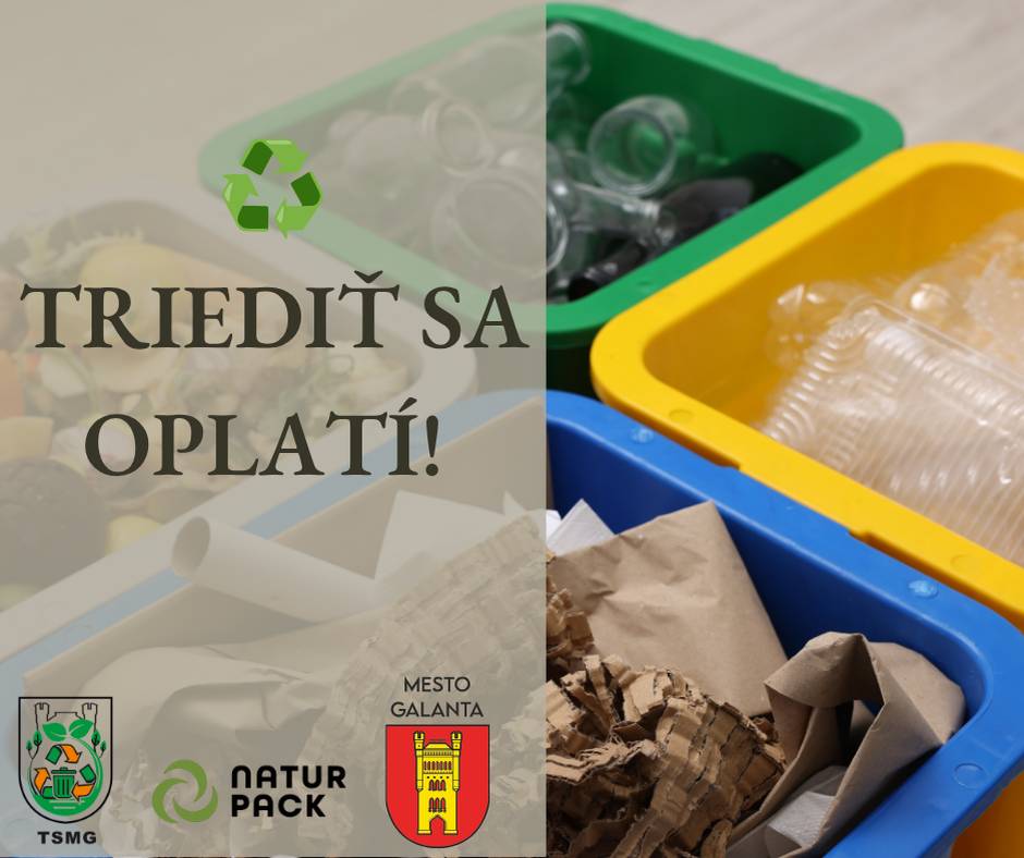 Mesto Galanta v spolupráci s organizáciou zodpovednosti výrobcov NATUR-PACK pozýva širokú verejnosť na environmentálne podujatie zamerané na správne triedenie odpadu, ktoré sa uskutoční v utorok 26. mája 2026 od 9:00 do 12:00 na Mierovom námestí pred Mestským úradom v Galante.