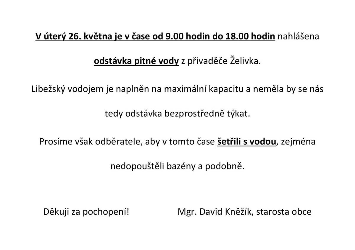úterý 26. května od 9.00 do 18.00 hodi