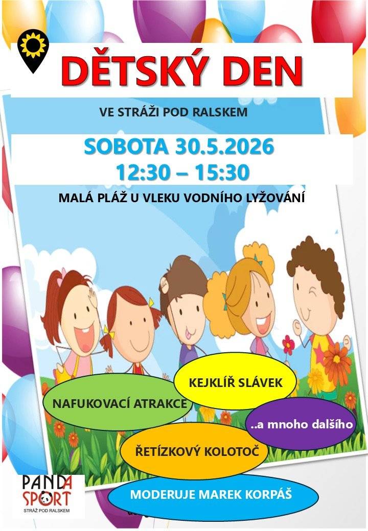 Srdečně zveme všechny děti i rodiče na veselé odpoledne plné zábavy, her a smíchu. V sobotu 30. května od 12:30 do 15:30 hodin se malá pláž u vleku vodního lyžování promění v místo plné atrakcí a pohody pro celou rodinu. Těšit se můžete na nafukovací atrakce, řetízkový kolotoč, kejklíře Slávka a mnoho dalšího doprovodného programu. Celým odpolednem Vás bude provázet moderátor Marek Korpáš. Přijďte si užít příjemné odpoledne plné dětské radosti a zábavy na začátek léta.