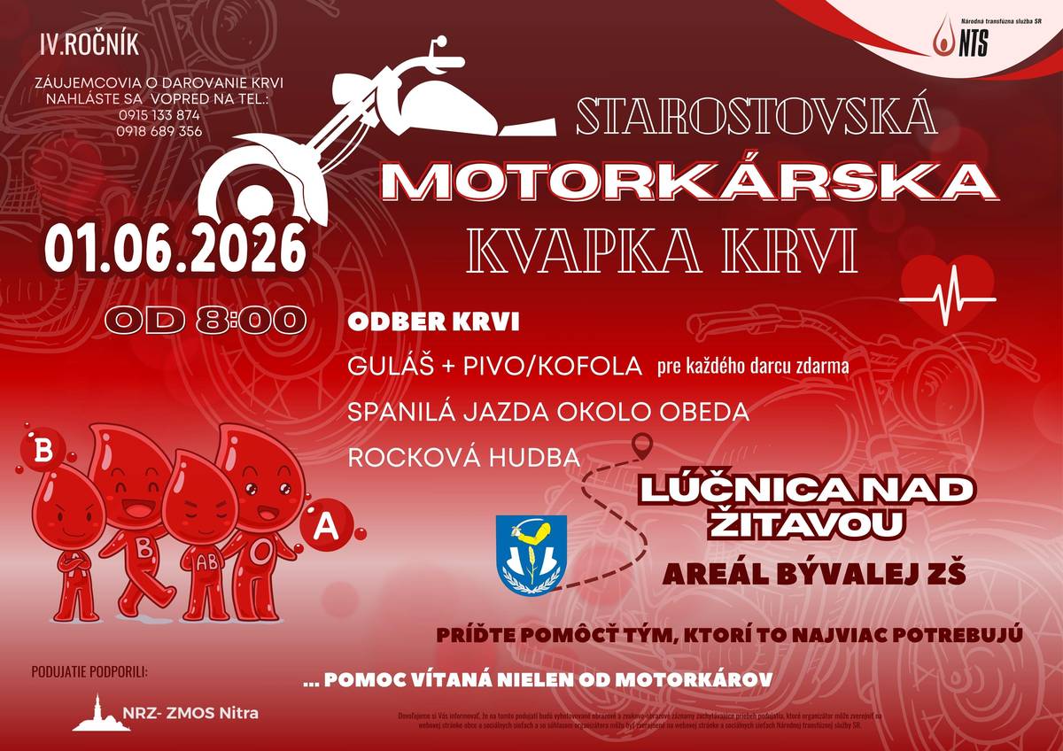Starostovská motorkárska kvapka krvi - 01.06.2026 Lúčnica nad Žitavou