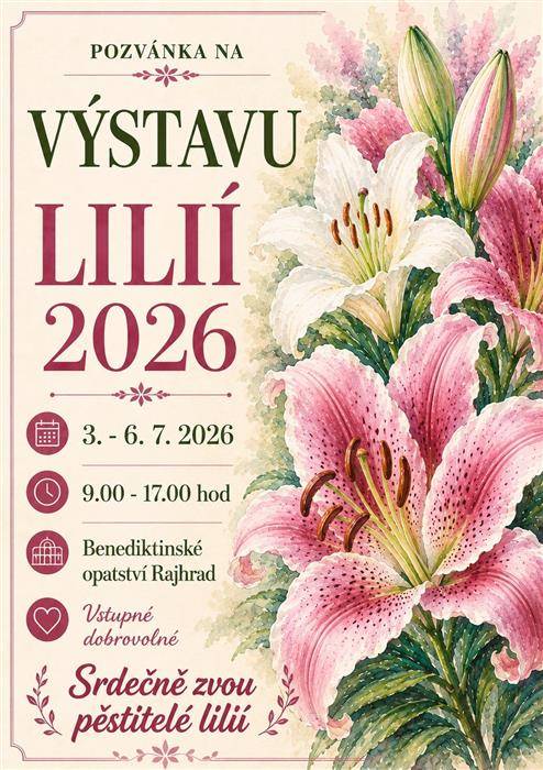 Výstava bude otevřená ve dnech 3. - 6. 7. 2026 od 9 do 17 hodi