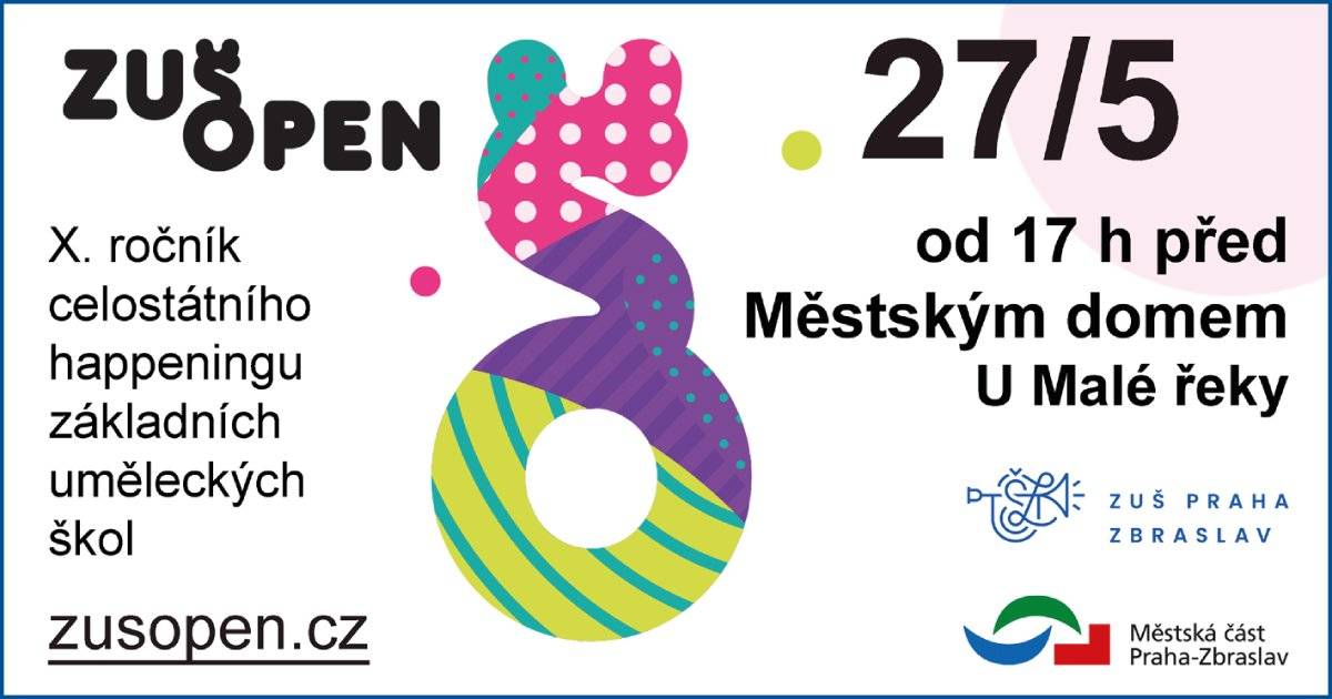Celostátní happening základních uměleckých škol se uskuteční také na Zbraslavi, a to ve středu 27. května 2026 od 17 hodin před Městským domem v ulici U Malé řeky.     Přijďte podpořit malé muzikanty, tanečníky a zpěváky ze zbraslavské lidušky. Připojí se k nim další hosté jako Big Band Biskupská a ZUŠ Kyjov. Chybět nebude občerstvení a fotokoutek.