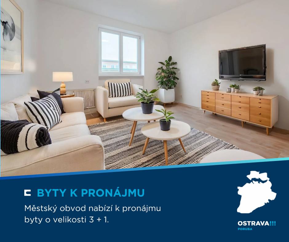 Městský obvod nabízí k pronájmu ✔ byt 3 + 1 na nám. V. Vacka 📆 1. a 8. 6. od 16.00 více 👉 https://1url.cz/FeRjZ   ✔ byt 3 + 1 na ulici Ukrajinská 📆 prohlídky: 3. 6. a 10. 6. od 16.00 více 👉 https://1url.cz/meRjC