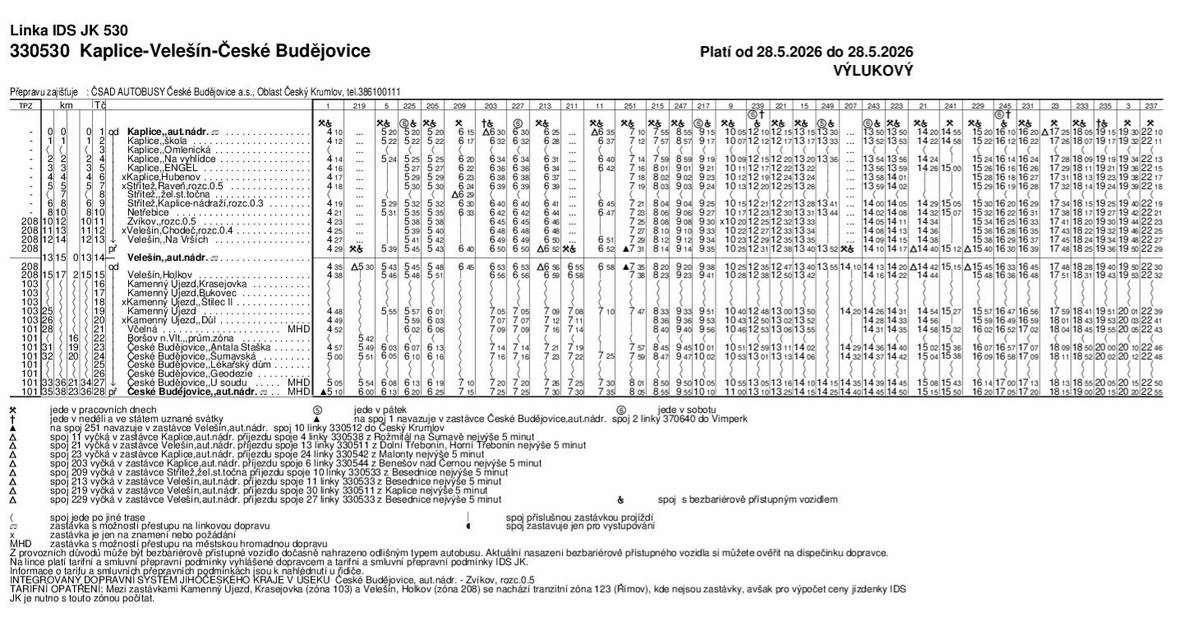 Dne 28. 5. 2026 bude uzavřen železniční přejezd na Bukovci. V tento den bude platný výlukový jízdní řád, podle kterého pojedou autobusy objízdnou trasou a nebudou obsluhovat autobusové zastávky Bukovec, Krasejovka a Štilec II.  S ohledem na délku trvání uzavírky nebude zřízena náhradní doprava. Na zastávkách se změnou obslužnosti budou vylepeny informace pro cestující o zrušení obsluhy zastávek v tento den. Děkujeme za pochopení.