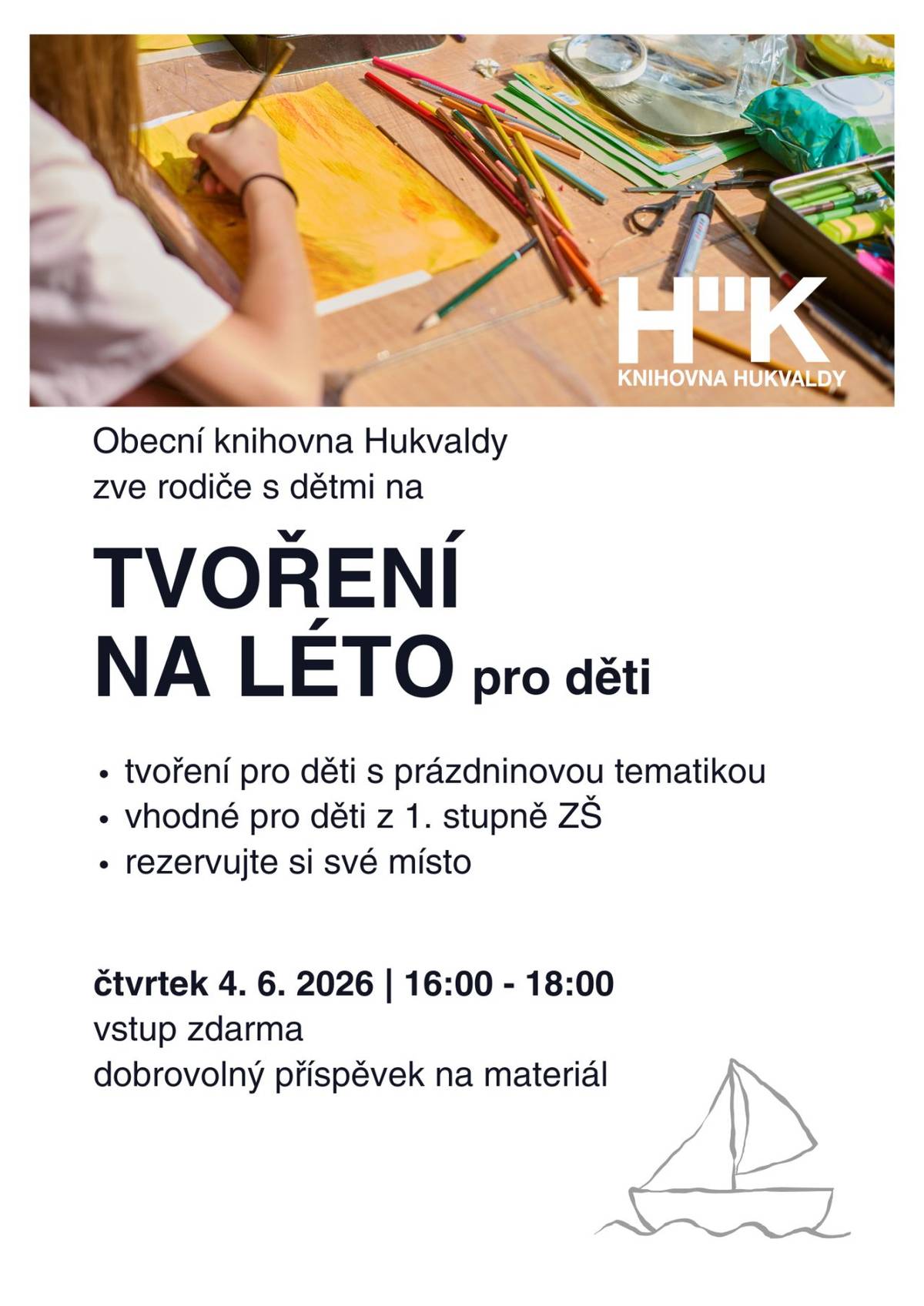 Obecní knihovna Hukvaldy zve na akci pro rodiče s dětmi - Tvoření na léto