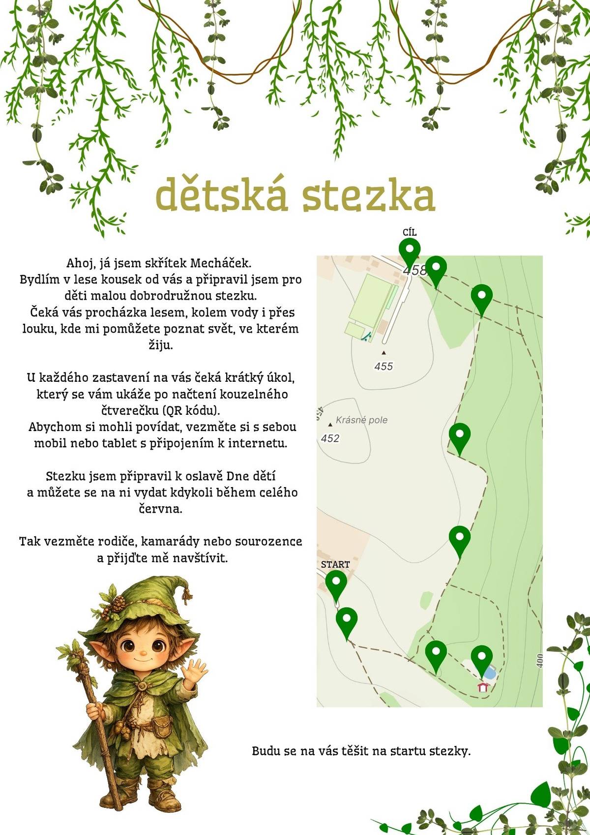 Vážení rodiče a prarodiče,  SRPŠ Těškovice připravilo pro děti při příležitosti Dne dětí zábavnou stezku s úkoly v okolí obce Těškovice. Stezka bude připravená od 30. 5. 2026 a budete se na ni moct vydat kdykoliv v průběhu června. Více informací na přiloženém letáku. Užijte si procházku! Zve SRPŠ Těškovice