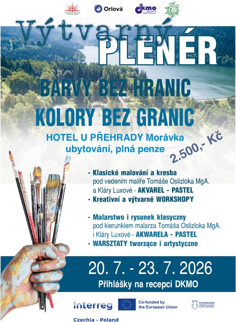 Ve dnech 20. až 23. července 2026 se v krásném prostředí Hotelu U Přehrady Morávka uskuteční výtvarný plenér Barvy bez hranic. Připraveno je malování, kresba, akvarel, pastel i kreativní workshopy pod vedením zkušených lektorů. Cena 2.500 korun zahrnuje ubytování i plnou penzi. Akce je vhodná i pro začátečníky a seniory, kteří...
