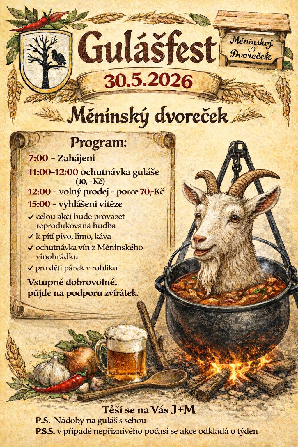 Jste všichni srdečně zváni na druhý ročník Guášfestu na Měnínském dvorečku.