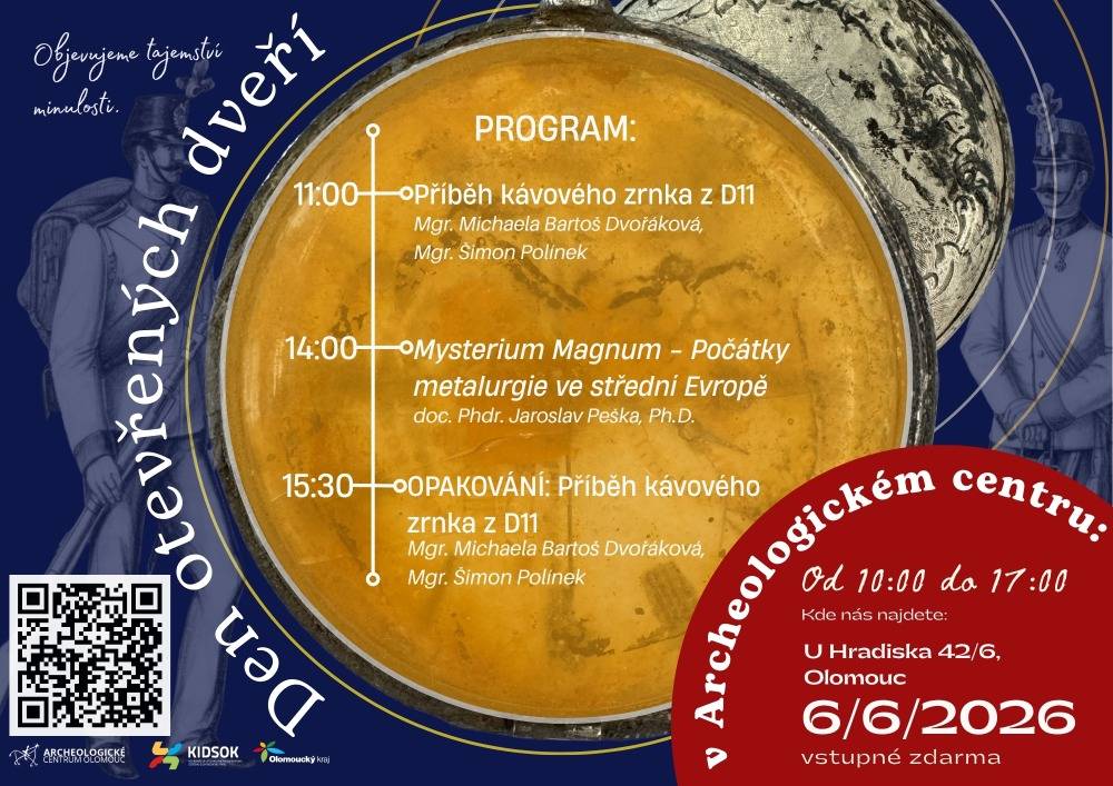 Dne 6. 6. 2026 se v sídle Archeologického centra Olomouc uskuteční od 10 do 17 hodin Den otevřených dveří. Návštěvníky čeká program pro děti, dospělé, seniory i milovníky historie.