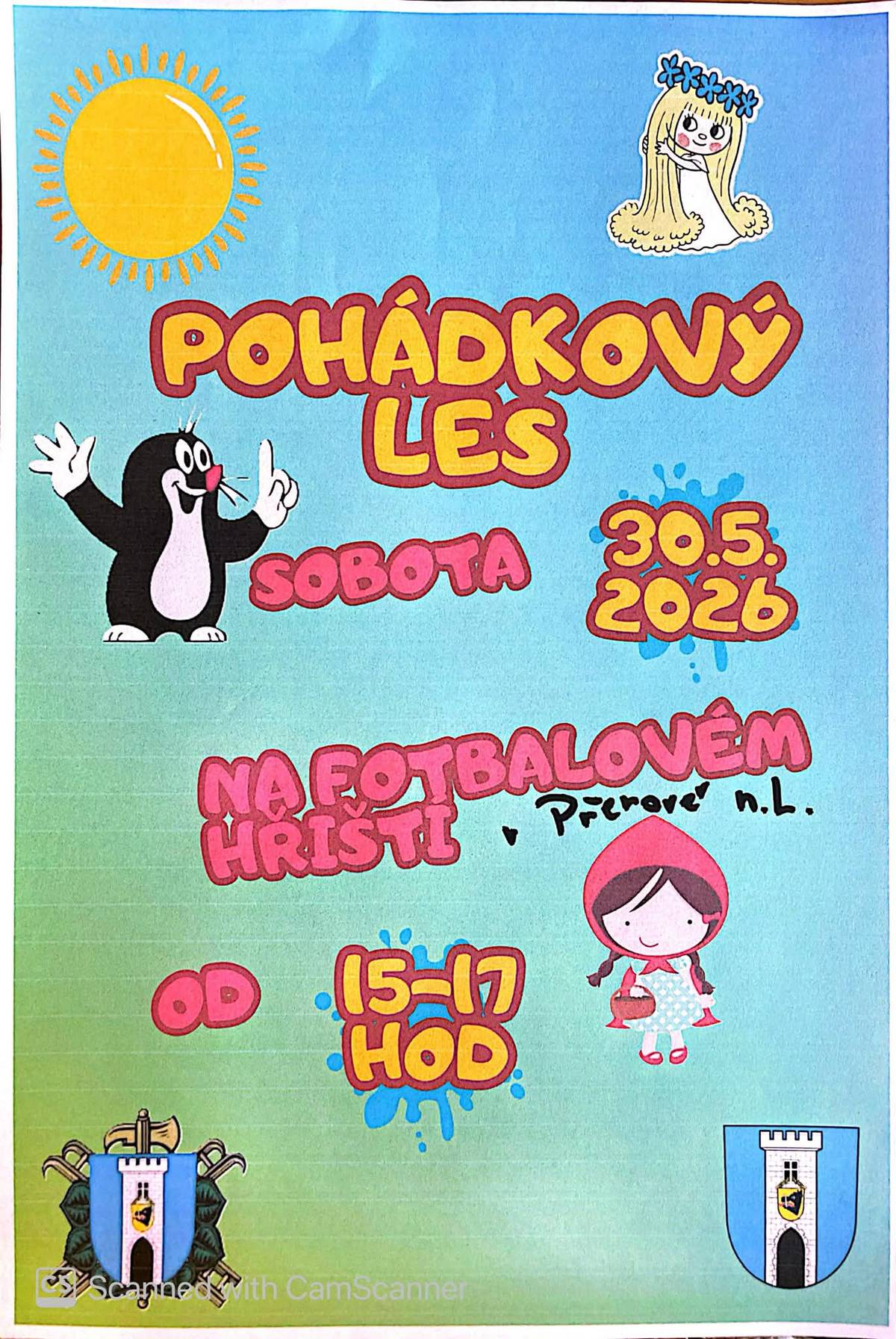 SDH Přerov nad Labem ve spolupráci s obcí Přerov nad Labem srdečně zvou na  Pohádkový les, který se koná již tuto sobotu 30.5.2026 od 15 do 17 h v areálu fotbalového hřiště.