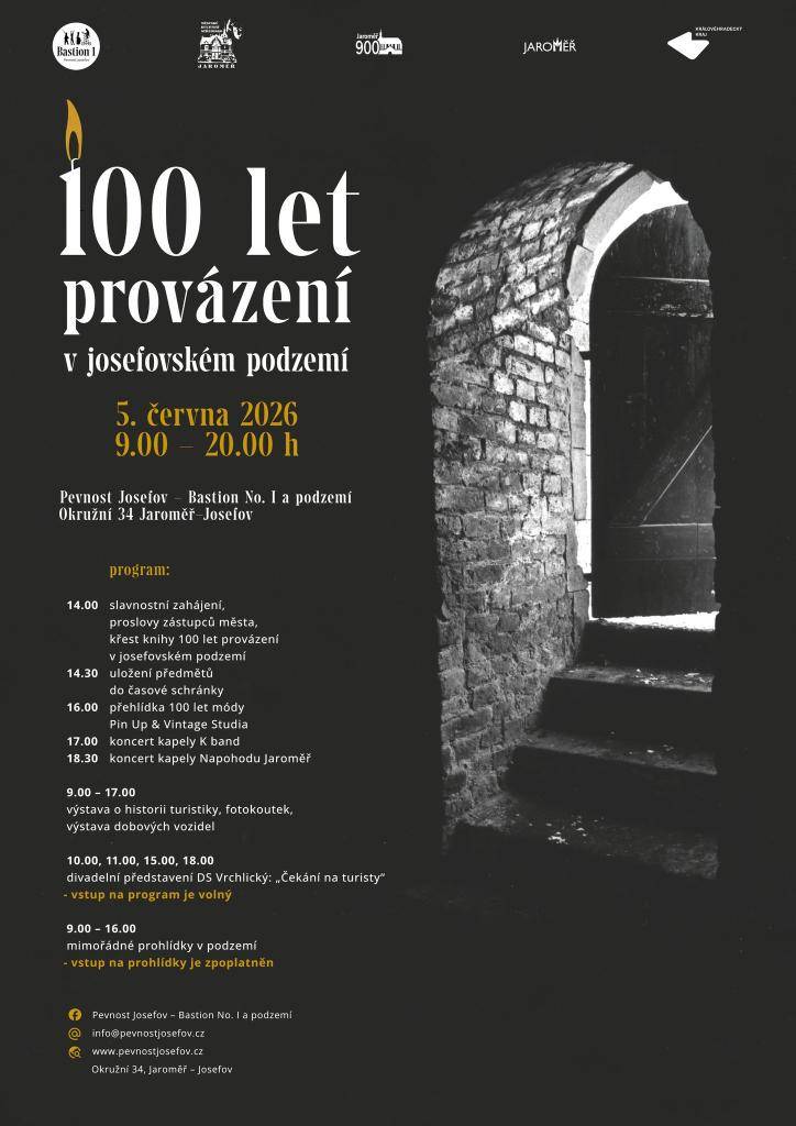 Přijďte oslavit stoleté výročí provázení v Josefovském podzemí. Akce se koná v unikátním historickém prostředí, které nabízí fascinující pohled do historie města. Těšíme se na vaši účast.