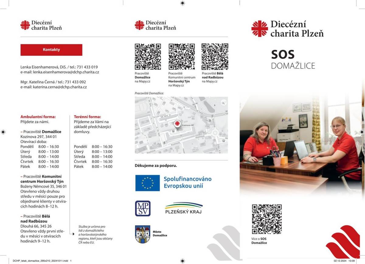 SOS Domažlice poskytuje bezplatnou pomoc lidem starším 18 let, kteří žijí v domažlickém a horšovskotýnském regionu. Naše služby zahrnují poradenství a podporu při vyřizování záležitostí, orientaci v právech a další praktickou pomoc.