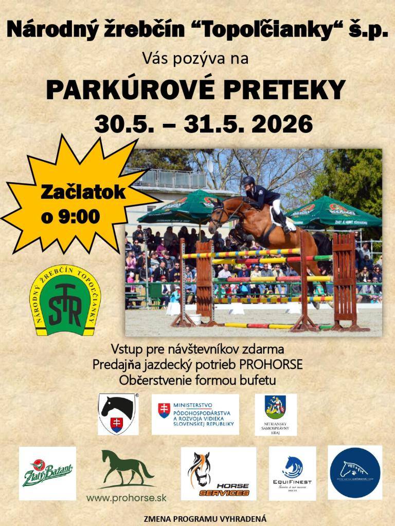 Národný žrebčín Topoľčianky, š.p.  30.5 - 31.5.2026
