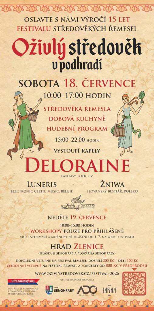 Oslavte s námi 15. výročí festivalu středověkých řemesel, který se uskuteční v sobotu 18. července 2026. Akce začne v 10:00 a potrvá do 17:00 hodin, na programu budou středověká řemesla, dobová kuchyně a hudební vystoupení.