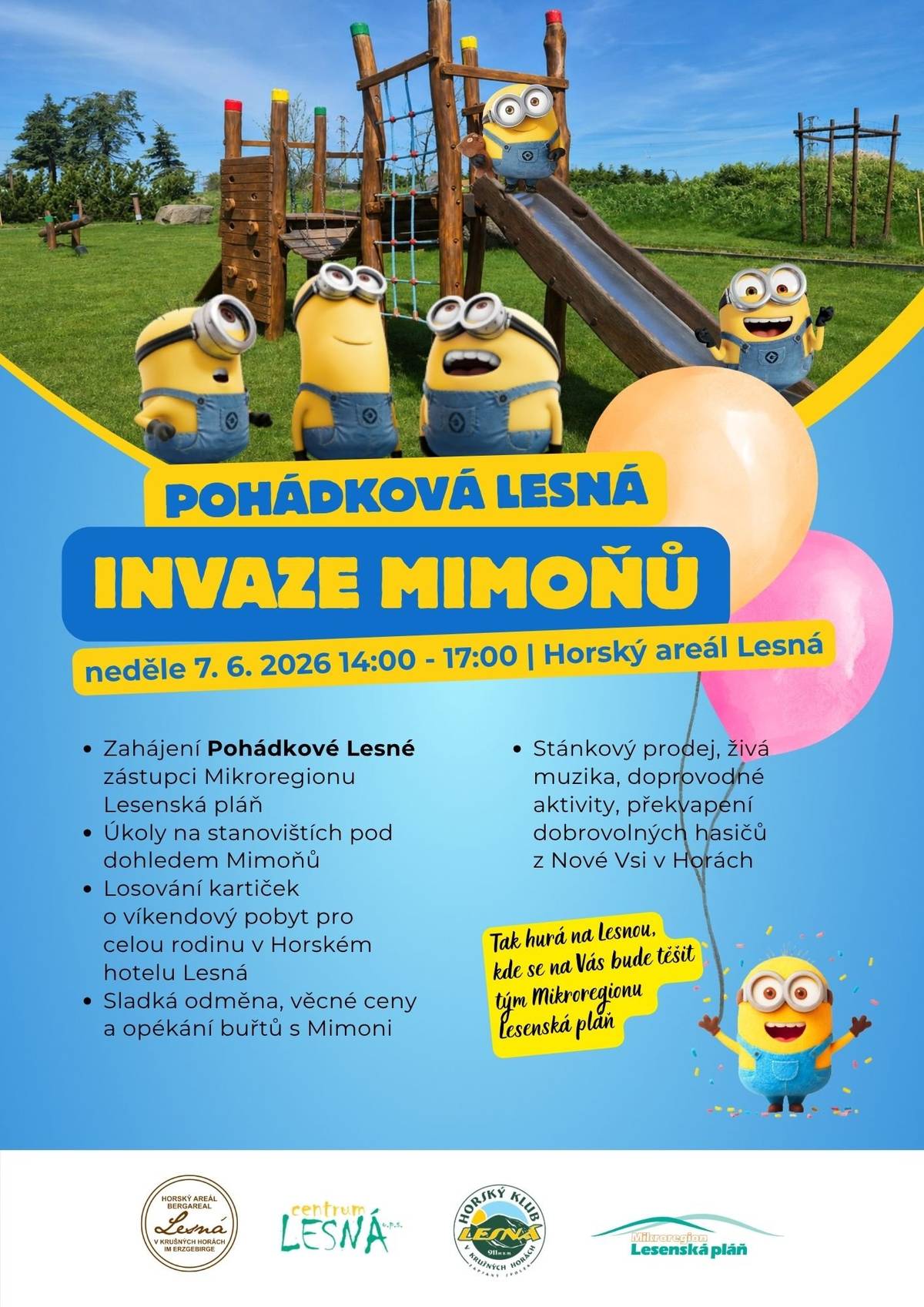 Srdečně vás zveme na akci "Pohádková Lesná" - akce ke dni dětí, která se koná 7. 6. 2026 na Lesné v Krušných horách. 💛💙