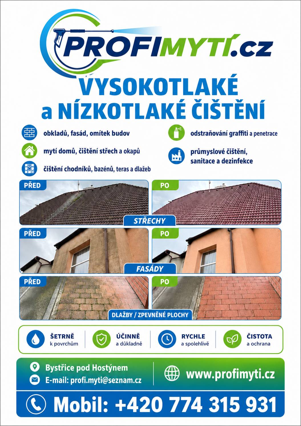 Vysokotlaké a nízkotlaké čištění