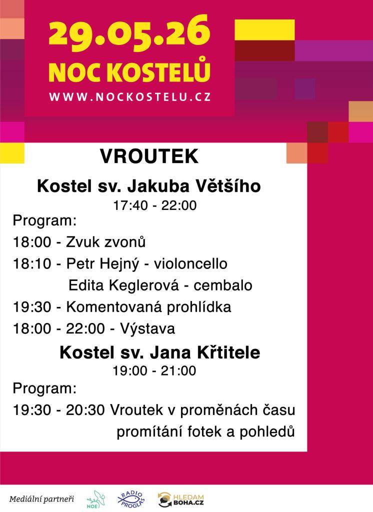 V pátek 29.05.2026 od 18:00 hod. koncert v kostele sv. Jakuba Většího