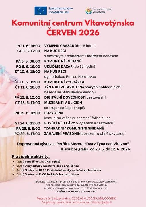 Prohlédněte si program komunitního centra v Týně u náměstí. Pokud  Vás bude cokoliv zajímat, můžete centrum jako občané Horních Kněžeklad navštívit.