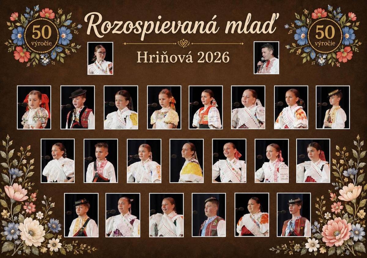 V nedeľu 17. mája 2026 sa v Hriňovej konal jubilejný 50. ročník súťažnej prehliadky detí v speve ľudových piesní „Rozospievaná mlaď “.