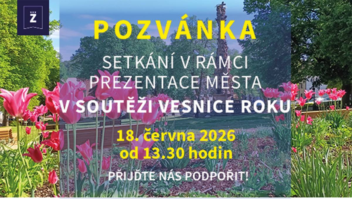 Již podruhé jsou Žlutice přihlášeny do celostátní soutěže Vesnice roku 2026. Hodnoticí komise navštíví naše město ve čtvrtek 18. června 2026 ve 13.30 hodin na Velkém náměstí. Chtěli bychom vás požádat o podporu formou účasti. Budeme rádi, pokud přijdete Žlutice podpořit.