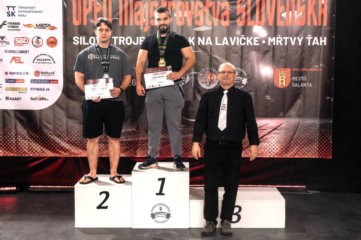 Dávid Bučok -  veková kategória juniorov (20-23 rokov) a vo váhovej kategórii do 95 kg