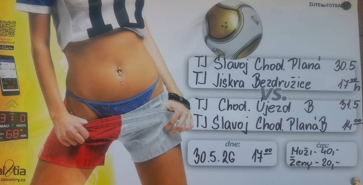 ⚽ TJ Slavoj Chodová Planá srdečně zve všechny své fanoušky na další domácí fotbalový víkend! 💙💛        V sobotu 30. května od 17:00 nastoupí áčko proti Jiskře Bezdružice. V neděli 31. května od 14:00 se představí naše béčko v derby proti Chodskému Újezdu B. Přijďte fandit, podpořit Slavoj a vytvořit skvělou domácí atmosféru. Těšíme se na vás na stadionu!
