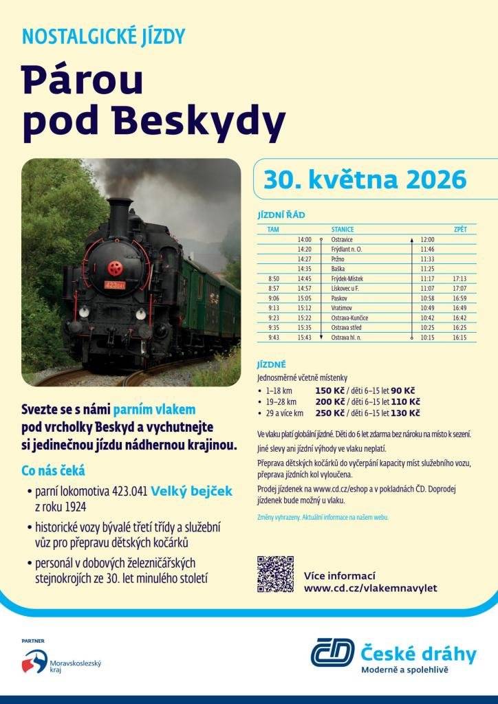 Vážení občané, zveme Vás v sobotu 30.5. ve 12 h na příjezd parního vlaku na nádraží Ostravice.