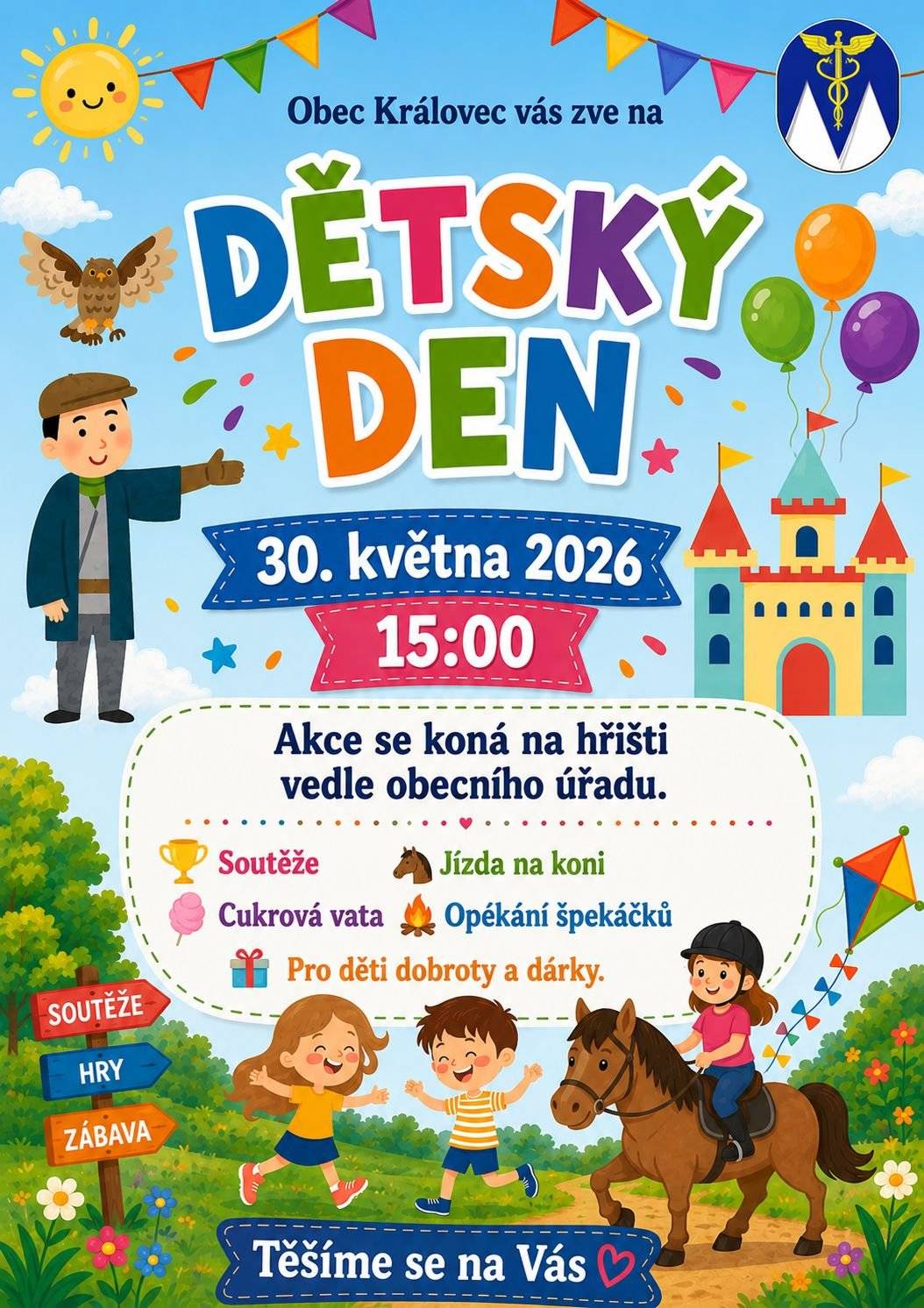 V sobotu 30.5.202 se od 15:00 hodin koná Dětský den v Královci