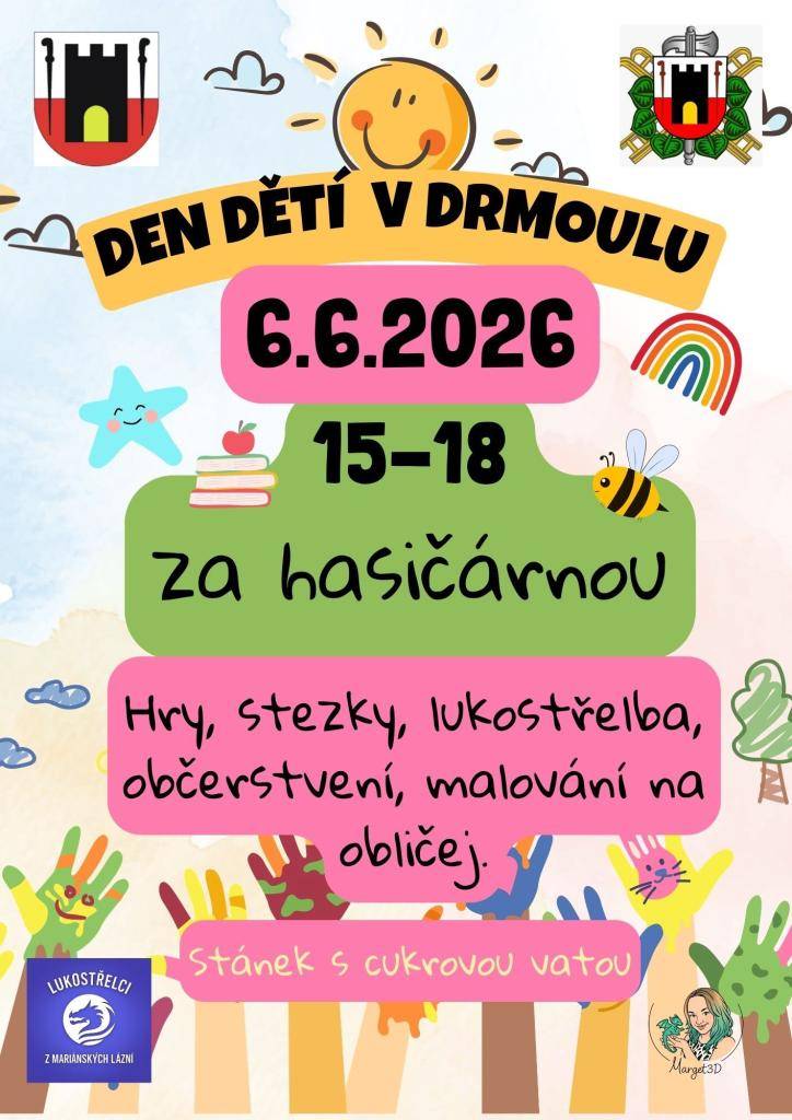 Den dětí v Drmoulu se koná v sobotu 6. 6. 2026 na louce za hasičárnou od 15.00 hodin.