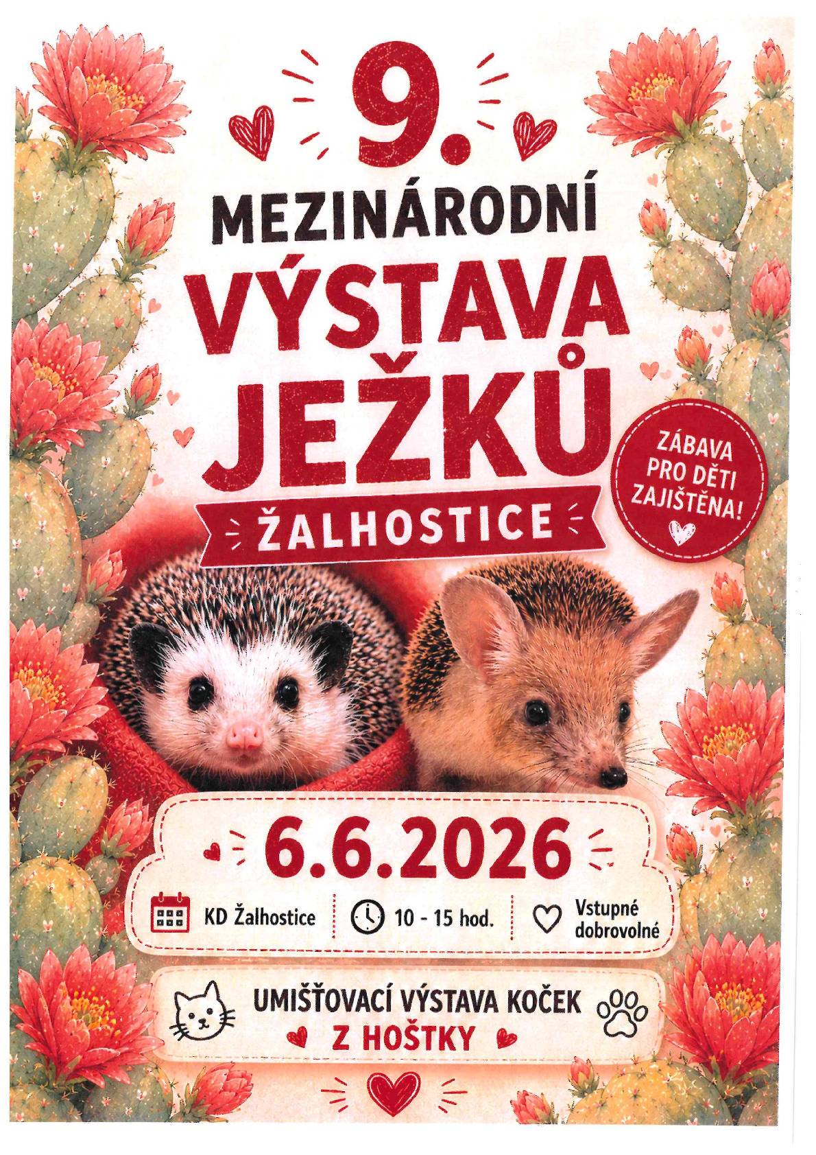 V sobotu 6.6.2026 od 10 h. jste zváni na "mezinárodní výstavu JEŽKŮ".