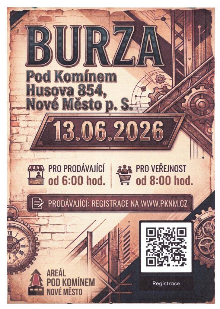 V sobotu 13. 6. můžete prodat co vám přebývá nebo už to nepotřebujete a nakoupit co vám chybí. Prodávající se registrují předem. Více informací v letáku.