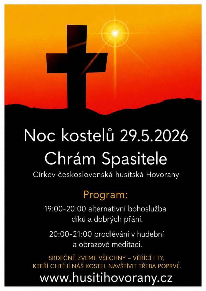 Kdy: PÁTEK 29.5.2026 od 19:00  Kde: Chrám Spasitele Hovorany