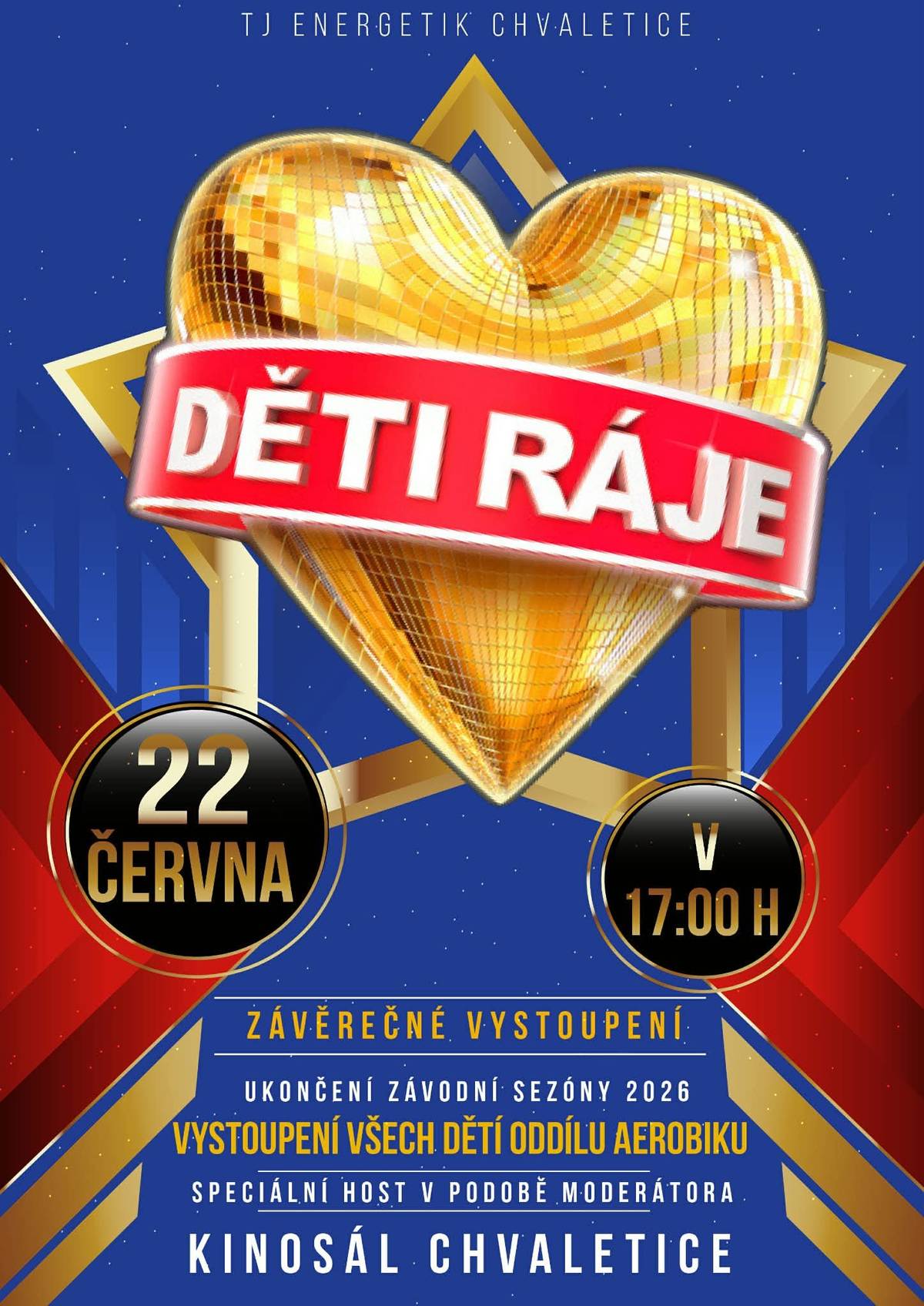 TJ ENERGETIK - ODDÍL AEROBIKU - závěrečné vystoupení v pondělí 22.6.2026 od 17:00 hodin.