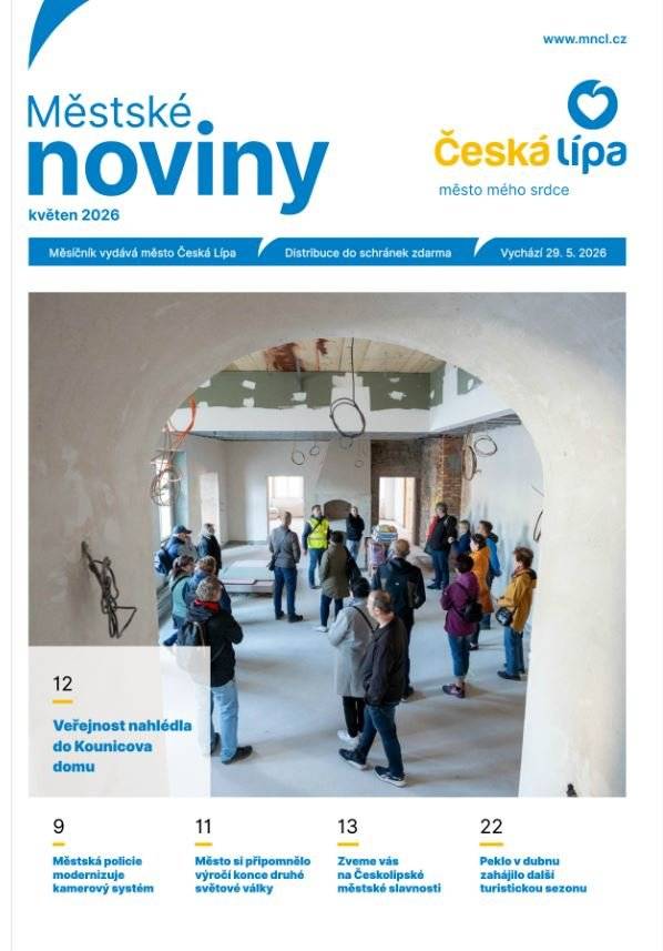 Vážení čtenáři,  dnes vyšly květnové Městské noviny se spoustou zajímavého z dění ve městě.  V elektronické podobě si je můžete přečíst ZDE.  Přejeme příjemné čtení.  město Česká Lípa