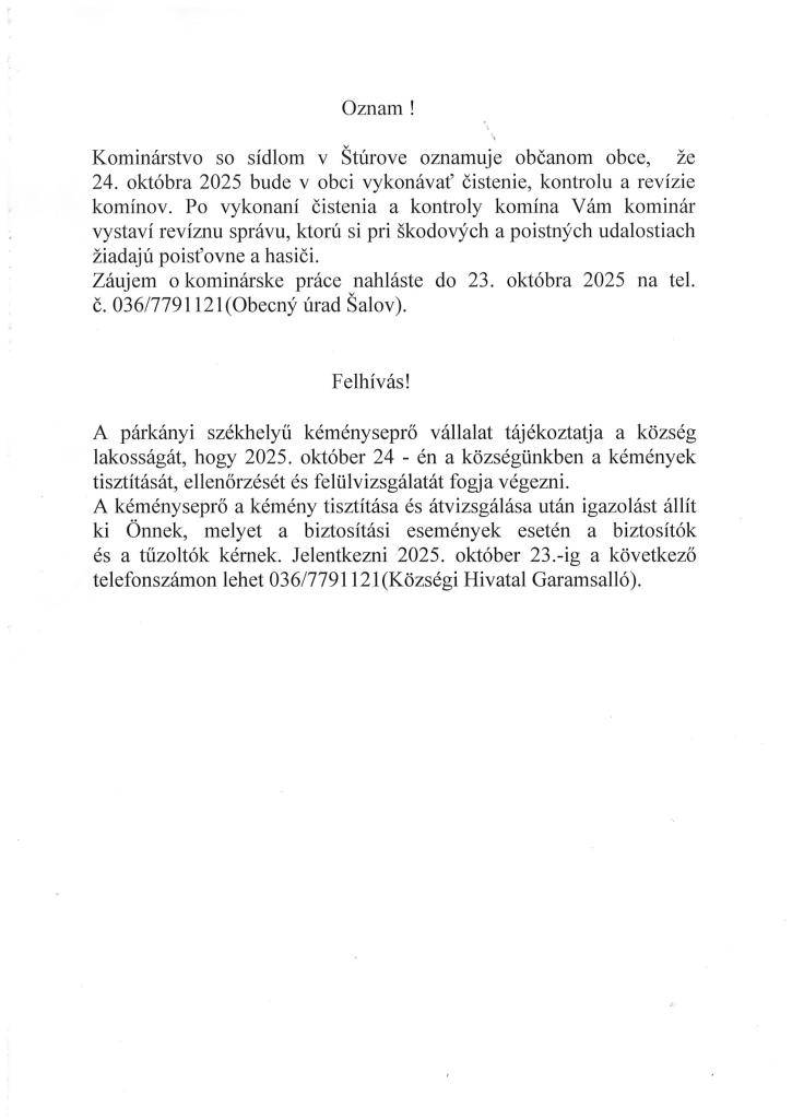 Kominárstvo Štúrovo- Kéménysepru vállalat Párkány