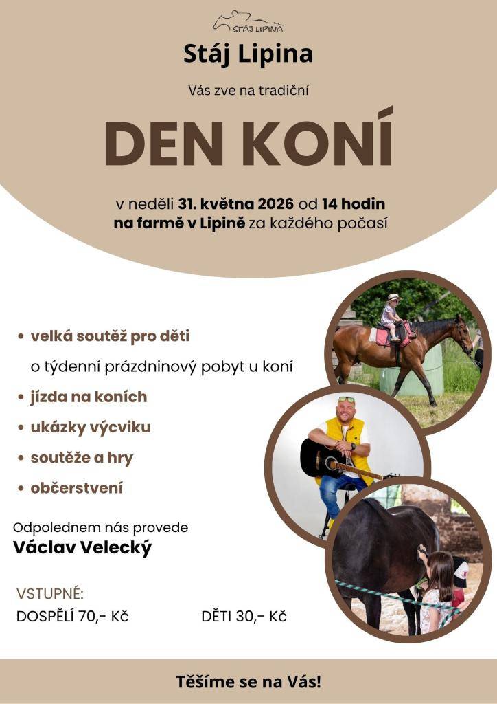 31.5.2026, od 14:00, farma Lipina